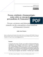 PESSOA, EXISTÊNCIA E FENOMENOLOGIA - notas sobre as concepções do personalismo de Emmanuel Mounier