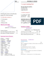 1 Oz/ Running Foot Oz Per Running Foot: Pre Plant Mix Weekly Feed