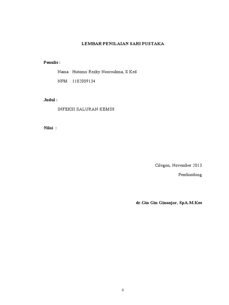 Penilaian Sari Pustaka Infeksi Saluran Kemih | PDF