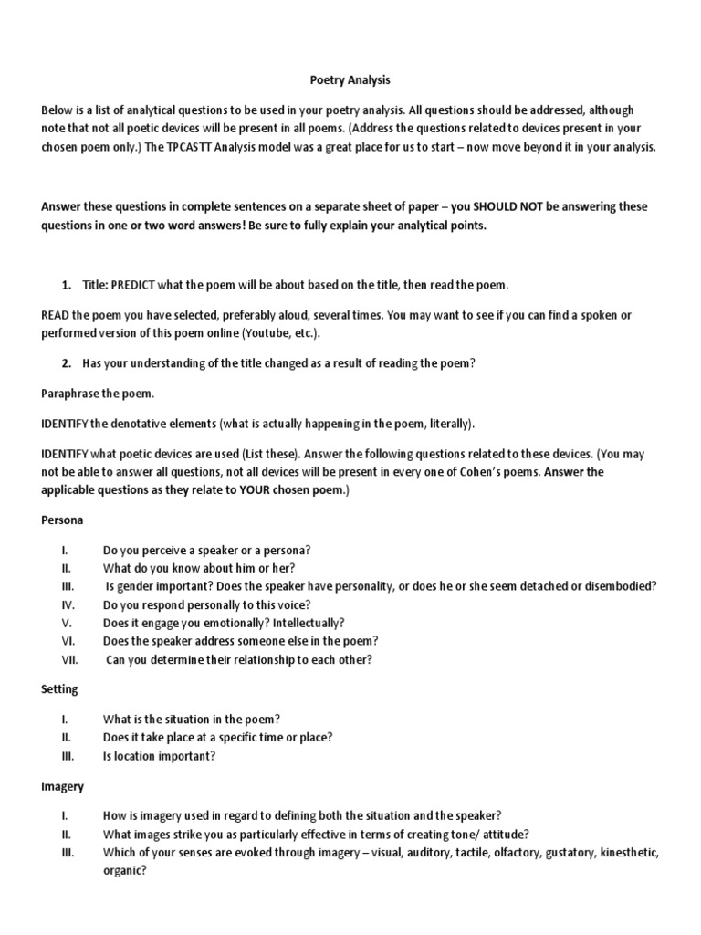 Sample poem analysis essay picture