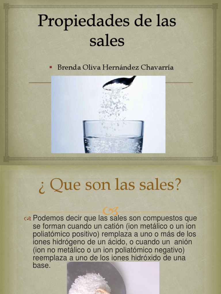 Propiedades de Las Sales Sal (química) Ion