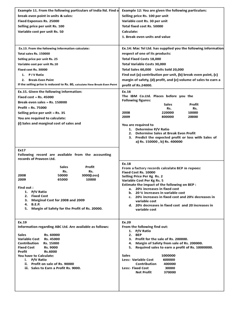 Break-Even Analysis and Marginal Costing | PDF | Business Economics ...