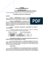 LEY 203 DELIMITACIÓN DEL MUNICIPIO DE SANTIAGO DE HUARI