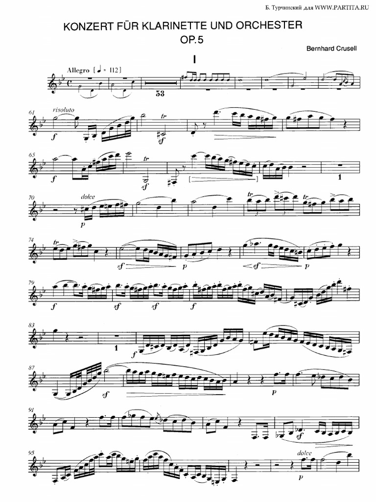 Institute) Crusell, Bernhard Concerto, Op. 5 PDF