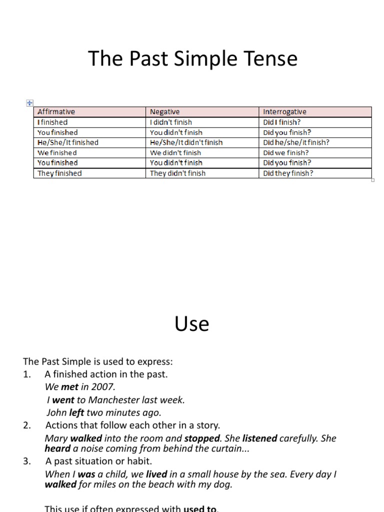 Understanding the Past Simple Tense | PDF | Perfect (Grammar ...
