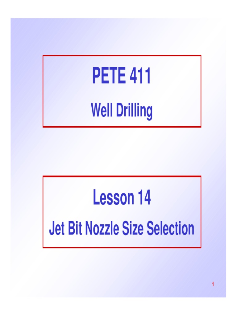 Jet Bit Nozzle Size Optimization Guide | PDF | Nozzle | Pump
