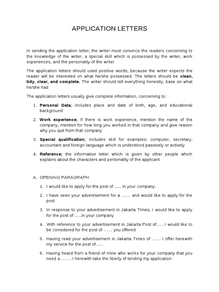 Application for Employment: Analyzing the Key Components of a Strong ...