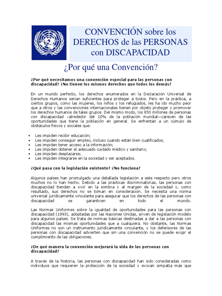 CONVENCIÓN Sobre Los DERECHOS de Las PERSONAS Con DISCAPACIDAD | PDF ...