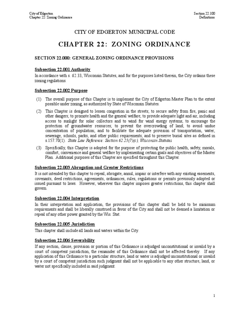 City of Edgerton Zoning Ordinance PDF Nature Business