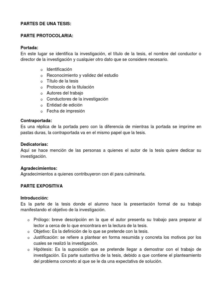 Partes de Una Tesis Metodología Cognición