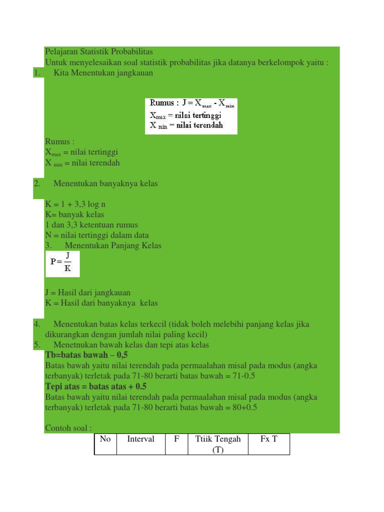 Materi Dan Contoh Soal Pelajaran Statistik Probabilitas