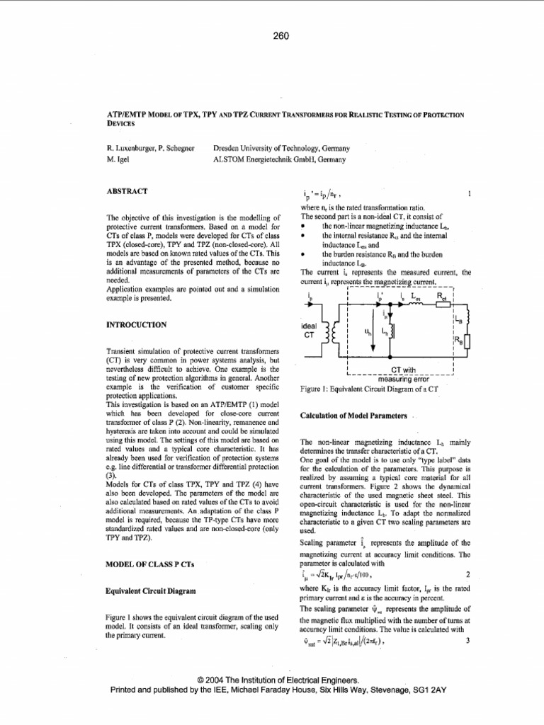 ATP EMTP Model of TPX, TPY and TPZ Current Transformers for Realistic