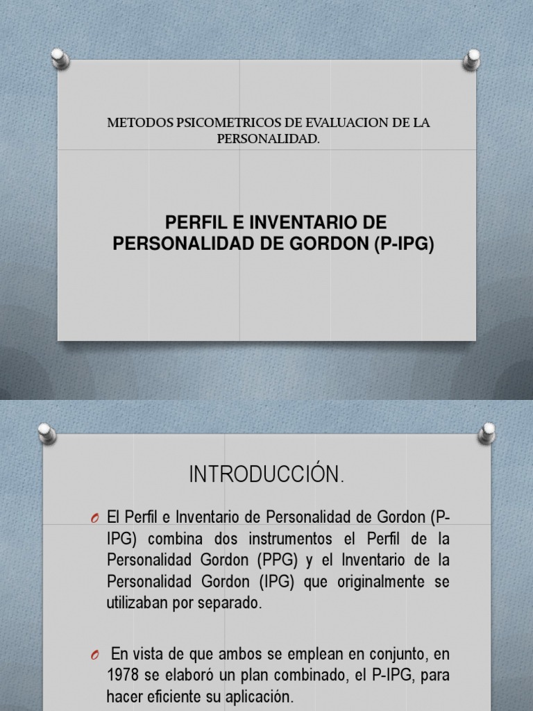 Métodos Psicometricos: P-IPG de Gordon | PDF