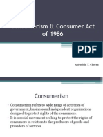 Consumerism & Consumer Act of 1986