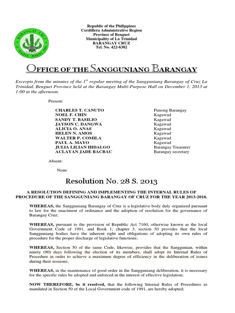 internal rules of procedure Quorum Agenda (Meeting)