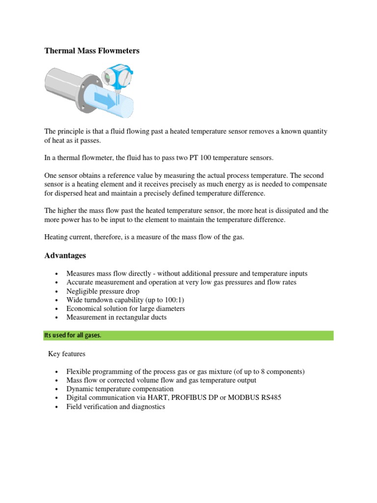 Thermal Mass Flow Meter Principle PDF