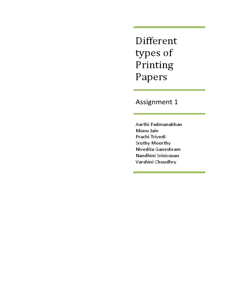 Types of Printing Papers Explained | PDF