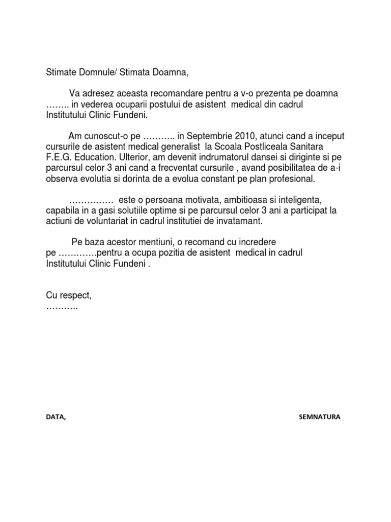 Scrisoare de Recomandare | PDF