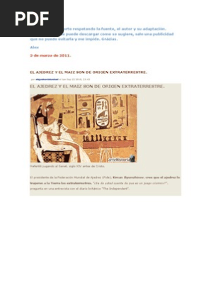 El Ajedrez y El Maiz Son de Origen Extraterrestre.