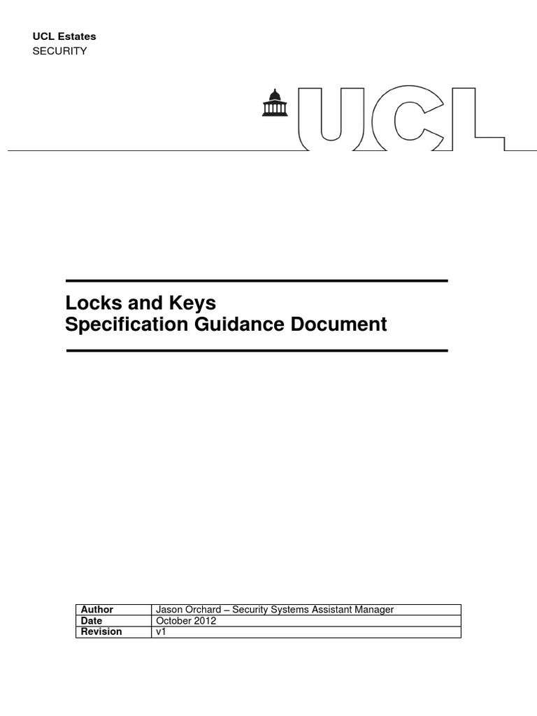 UCL Lock and Key Specification Guide | PDF | Lock (Security Device ...