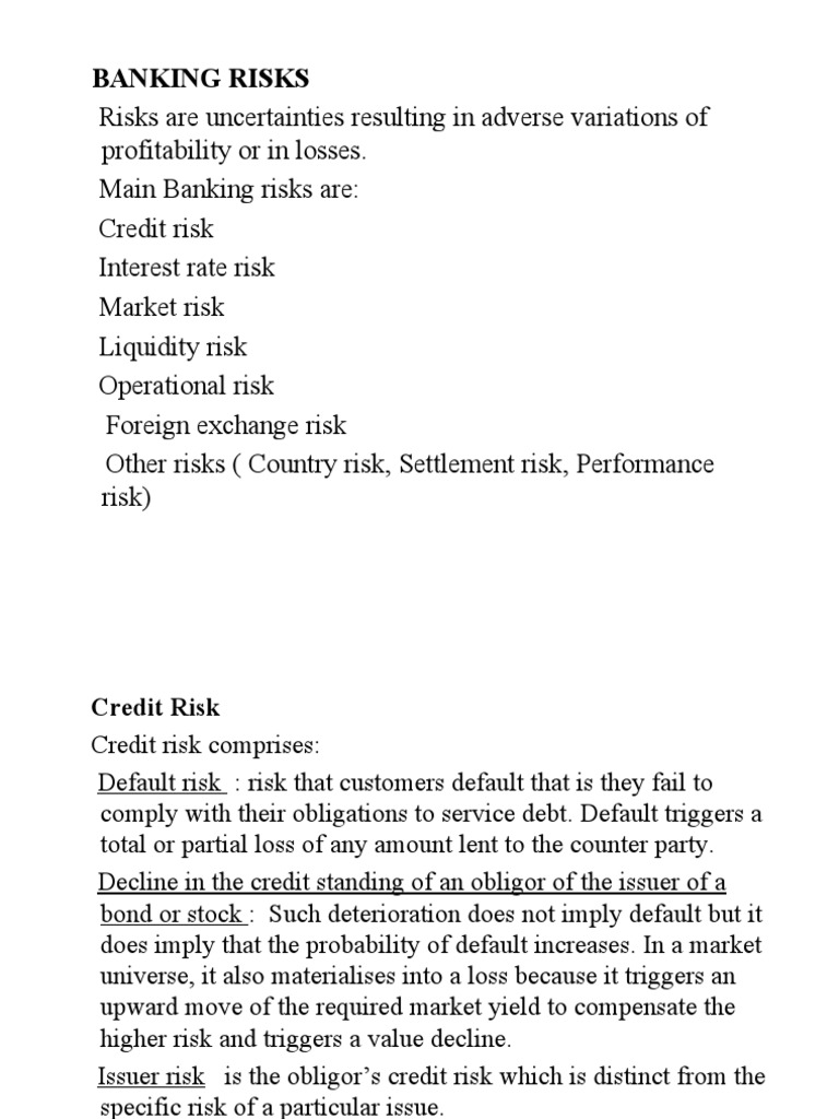 Banking Risks | PDF | Credit Risk | Market Liquidity