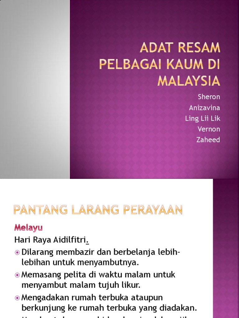 Adat Resam Pelbagai Kaum Di Malaysia Totorial 2