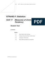 Measures of Central Tendency: STRAND F: Statistics Unit 17