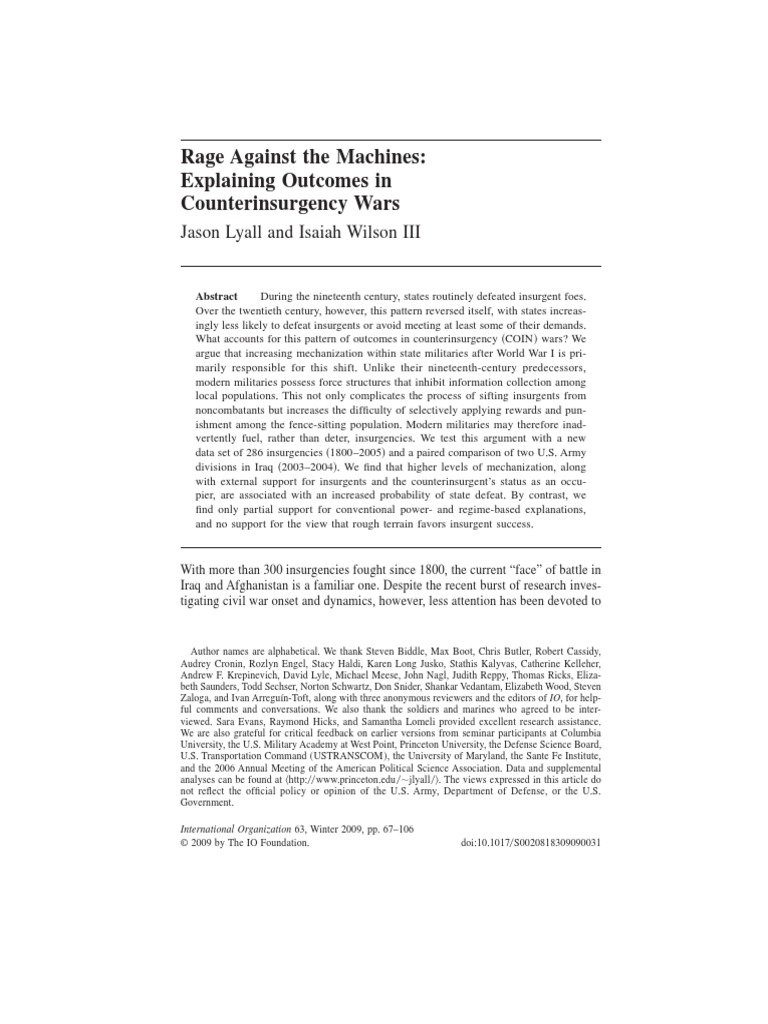 Lyall & Wilson - Rage Against The Machines | PDF | Insurgency ...