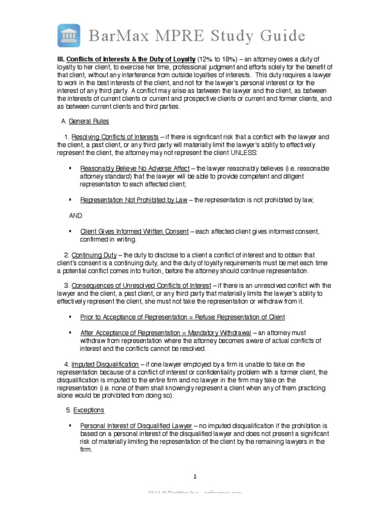Conflicts of Interests & The Duty of Loyalty (1218) PDF Lawyer