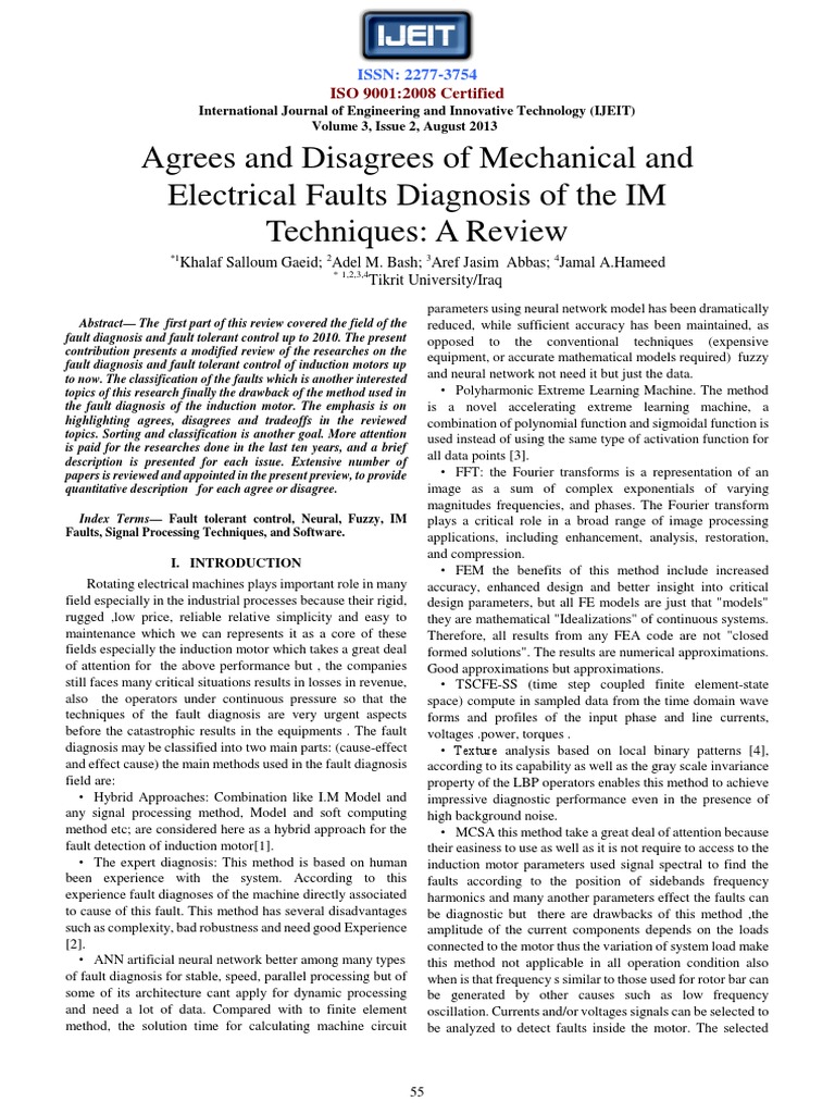 Fault Diagnosis of Induction Motor | PDF | Fault Tolerance | Artificial ...