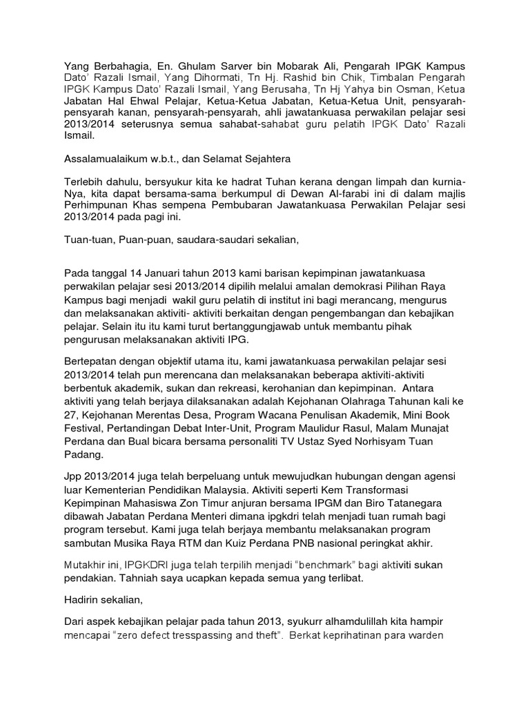Ucapan Pembubaran Jpp 2013 Pdf