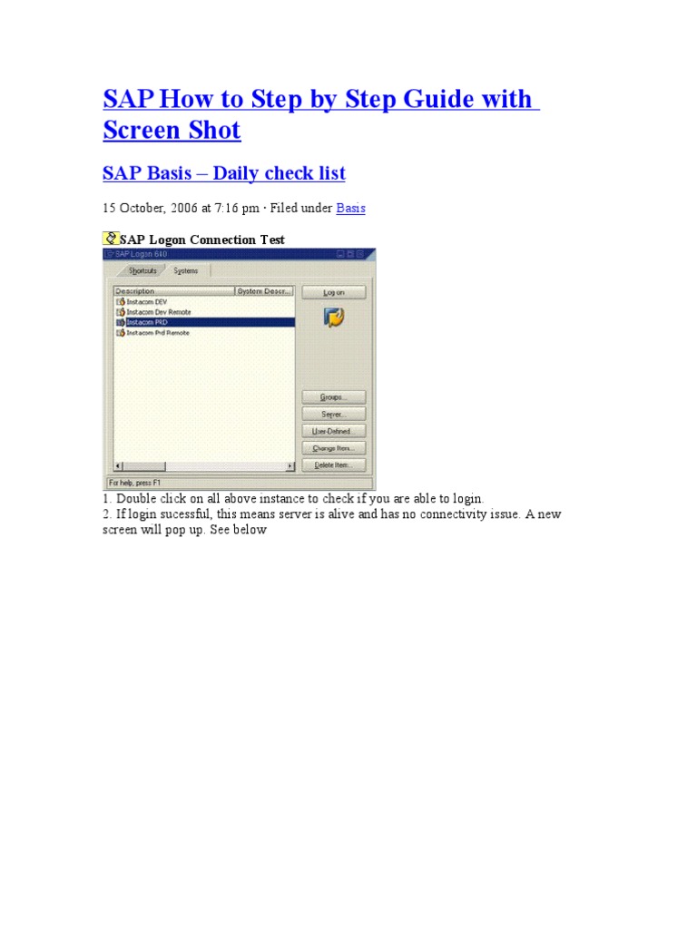 SAP How To Step by Step Guide With Screen Shot | PDF | Backup ...