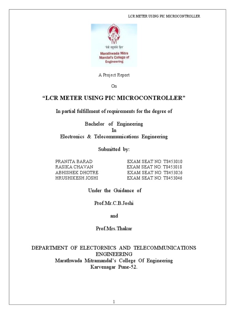 LCR Meter Using Pic Microcontroller PDF Electrical Engineering