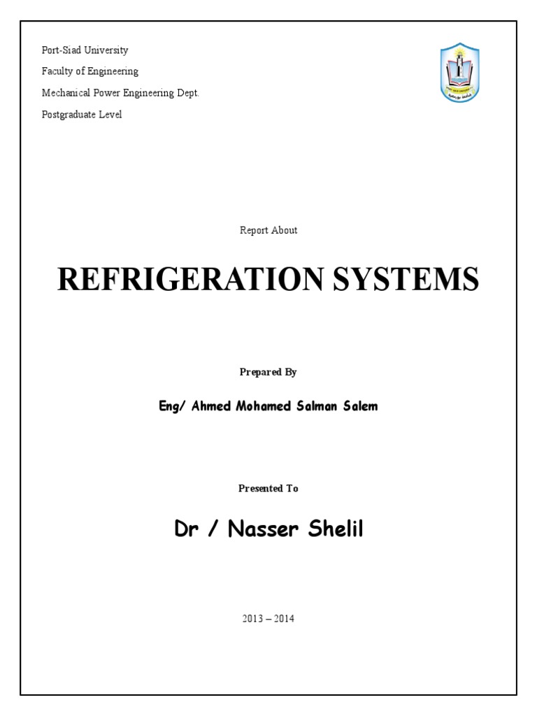 Report Refrigeration Systems PDF Refrigeration Heat