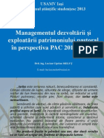 Managementul Dezvoltării Și Exploatării Patrimoniului Pastoral În Perspectiva PAC 2014 - 2020