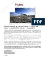 Camb-Hams Will Be Operating GS3PYE/P From The Isle of Lewis (EU-010) 26 April - 3 May 2014