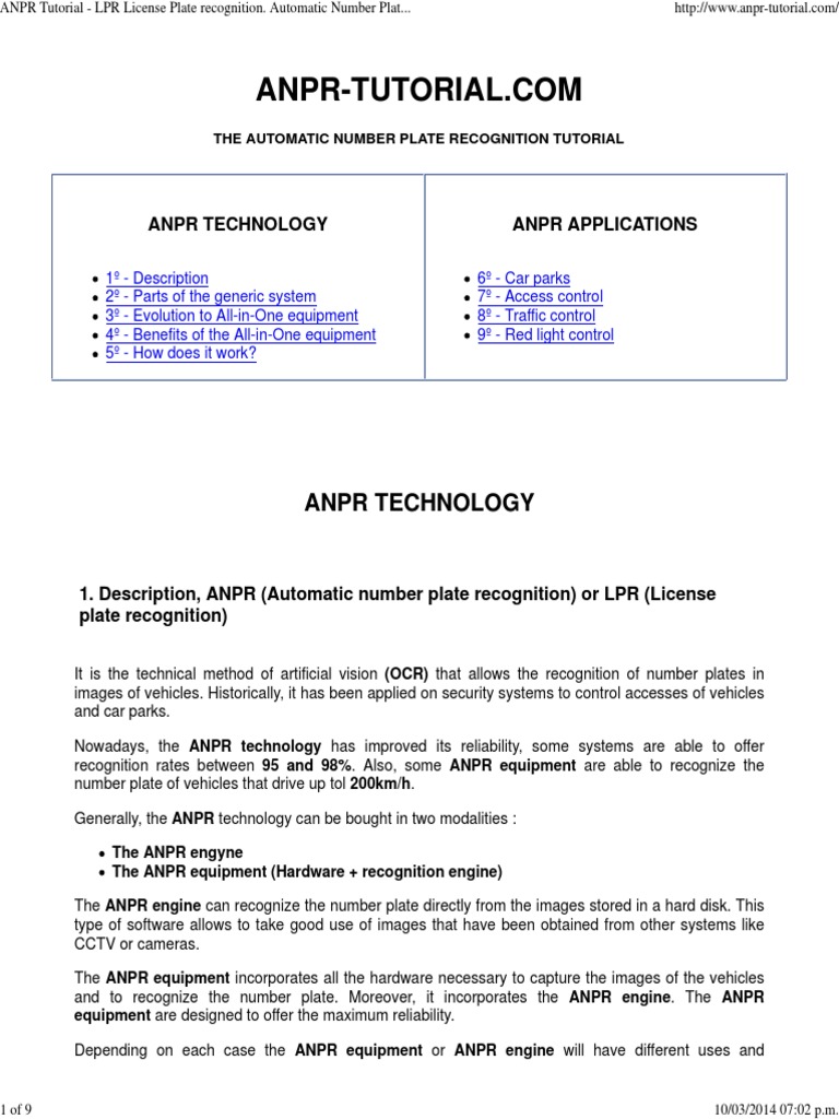 ANPR Technology and Applications Guide | PDF | Systems Engineering ...