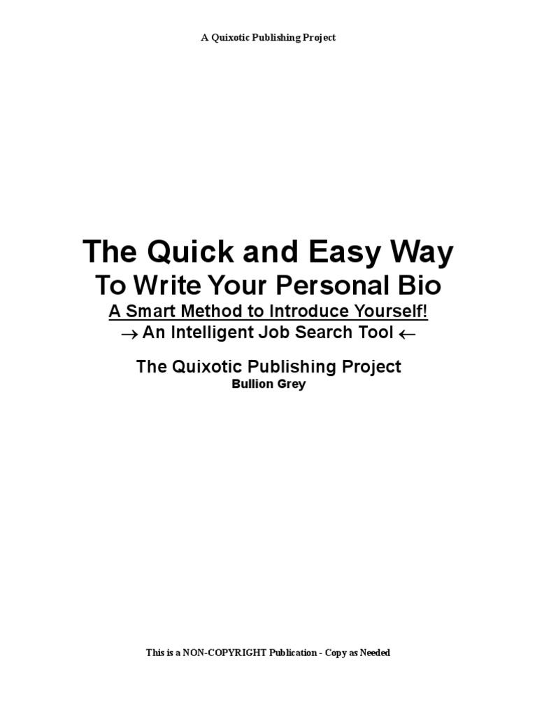 Fast and Easy Way To Create Your Personal Bio | PDF | Employment ...