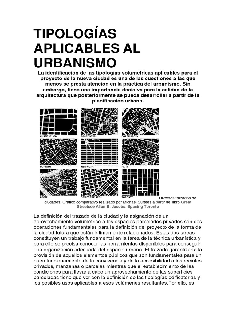 TIPOLOGÍAS APLICABLES AL URBANISMO