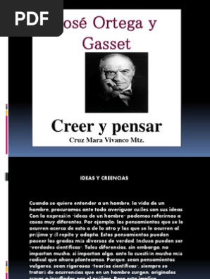 Creer Y Pensar Ortega Y Gasset Verdad Science