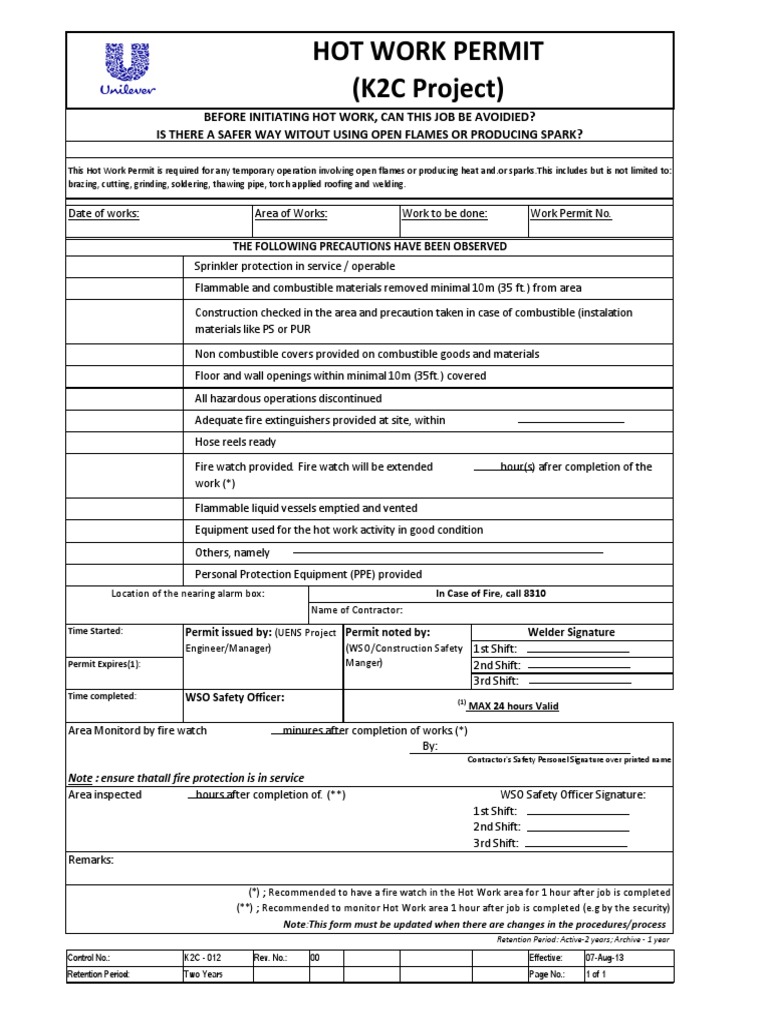Hot  proceed Permit- Daily - K2C -012