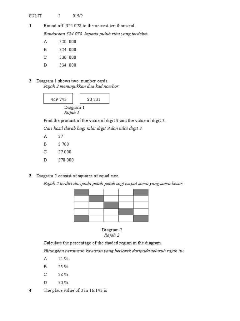 Math Quiz Questions and Answers | PDF