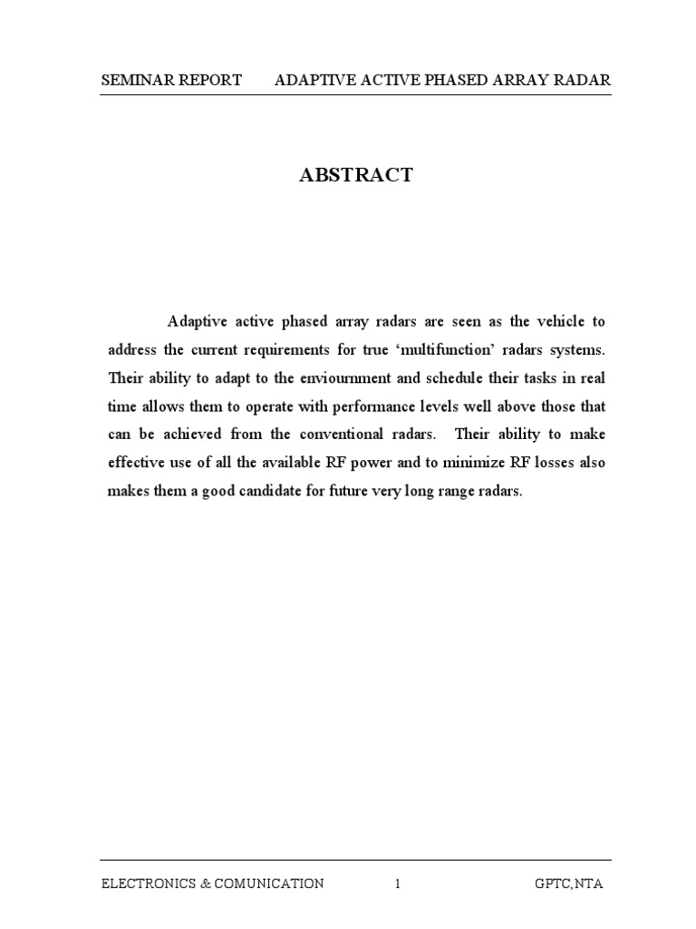 Adaptive Active Phased Array Radar | PDF | Radar | Antenna (Radio)
