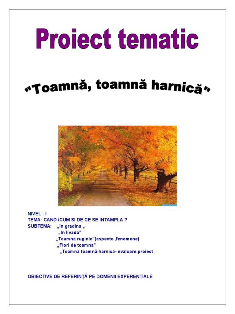 Proiect Tematic Toamna Toamna Harnica