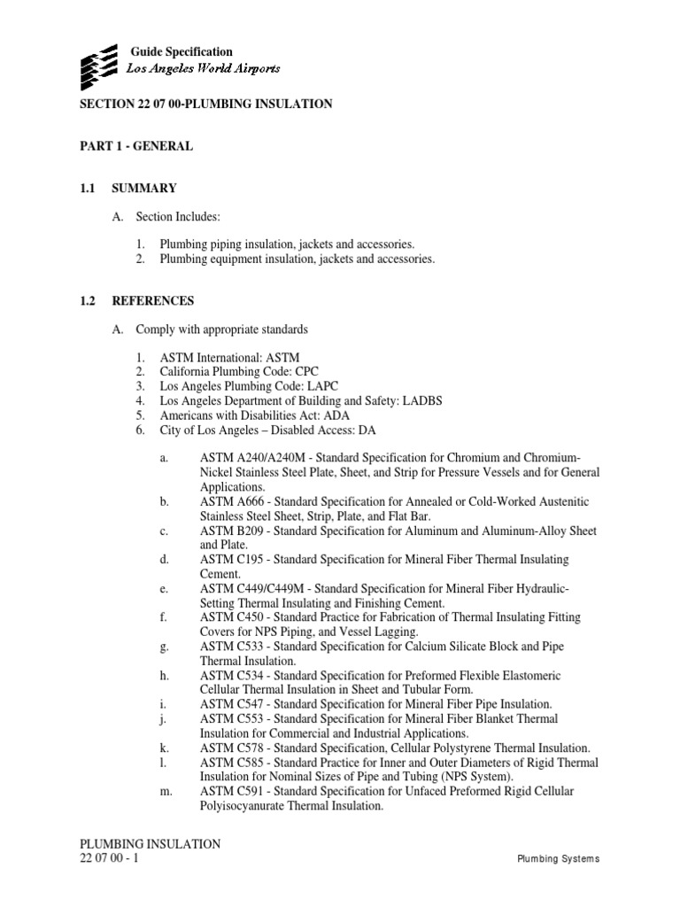 Plumbing Insulation Guide Specifications | PDF | Pipe (Fluid Conveyance ...