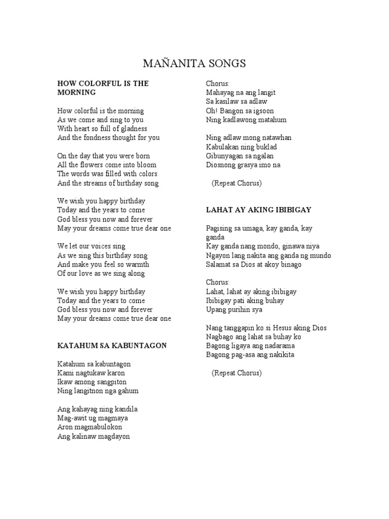 MAÑANITA SONGS
