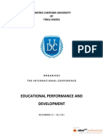 Educational Performance and Development: Dimitrie Cantemir University OF Tirgu Mures