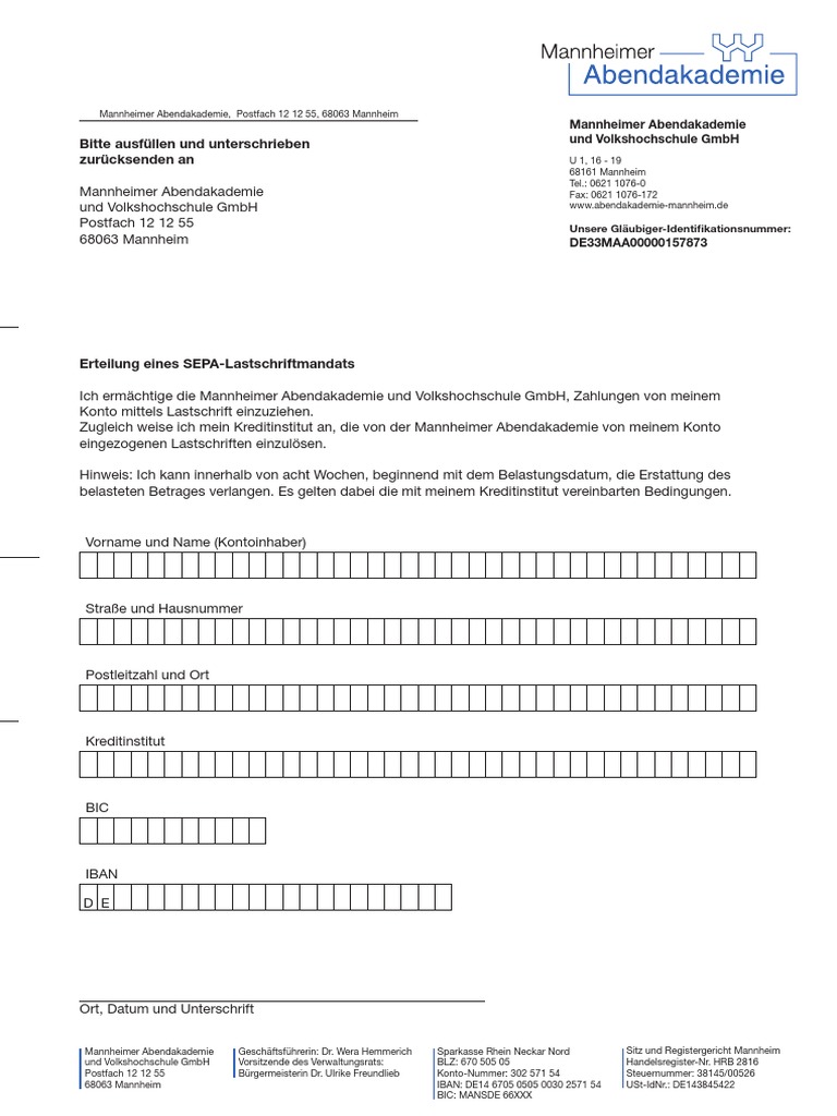 SEPA Lastschriftmandat PDF | PDF