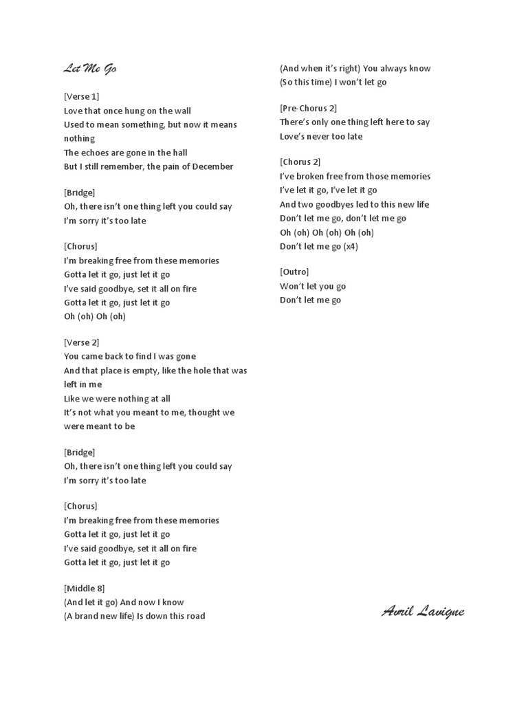 Let me go avril lavigne