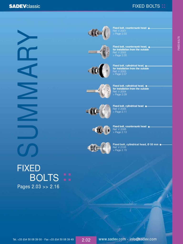 Sadev Classic FXV en PDF Nut (Hardware) Screw